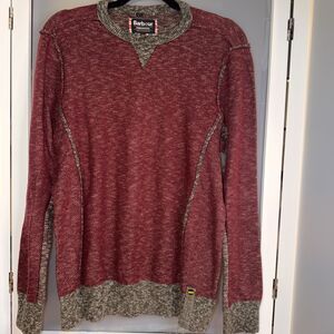 Barbour International Mens Cotton Knit Crew Neck Sweater RustGrey Seam Detail L